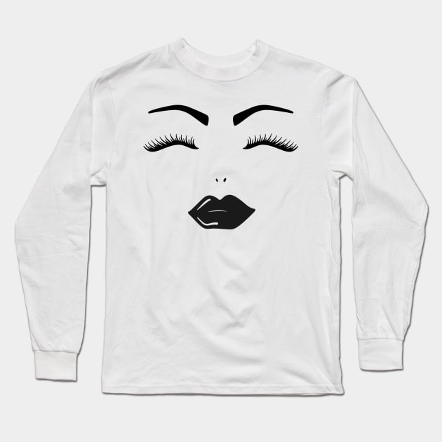 Womens Lips And Lashes Long Sleeve T-Shirt by THP Creative